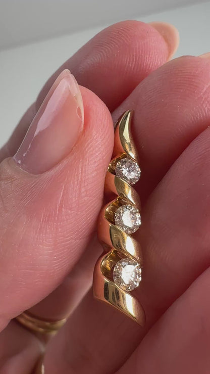 Estate Solid 14K Yellow Gold .50ct Diamond Sculptural Design Pendant, 3.27 g