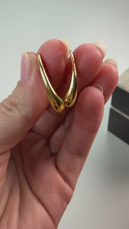 18K Solid Yellow Gold Tiffany & Co. Elsa Peretti Teardrop Earrings, 9.2g