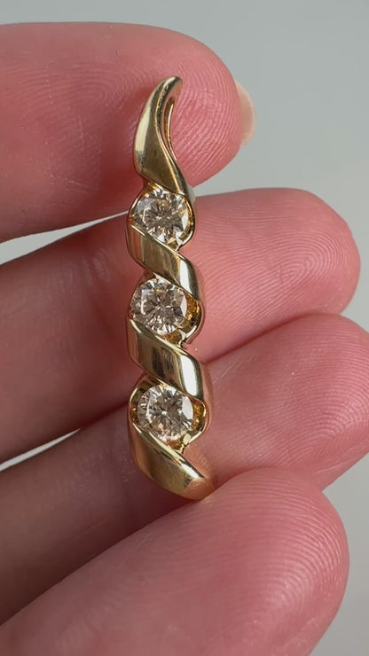 Estate Solid 14K Yellow Gold .625 ct. Diamond Sculptural Design Pendant, 3.89 g