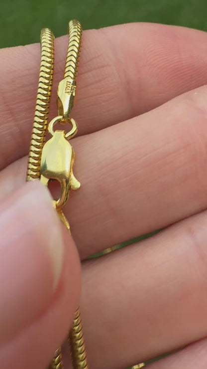 19.25" Italian Solid 14K Yellow Gold Snake Link Chain, 8.9 g