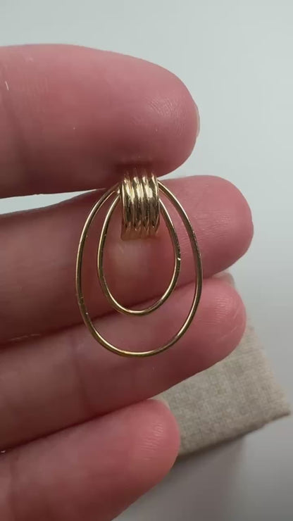 14K Solid Yellow Gold Open Teardrop Drop Earrings, 1.34 g