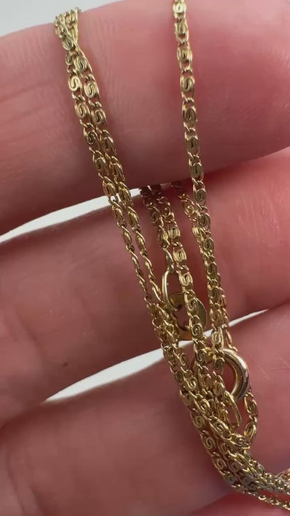 15" Solid 14K Italian UnoAErre Dainty Scroll Link Chain, 2.13 g