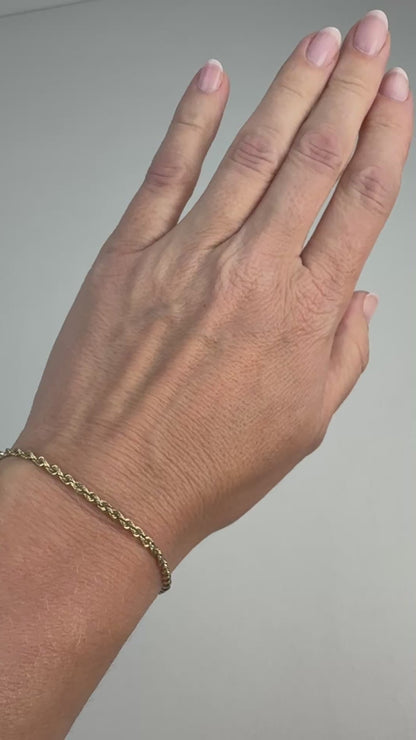 Solid 10K Yellow Gold Michael Anthony Diamond Cut Rope Bracelet 7.25 ", 2.43 g