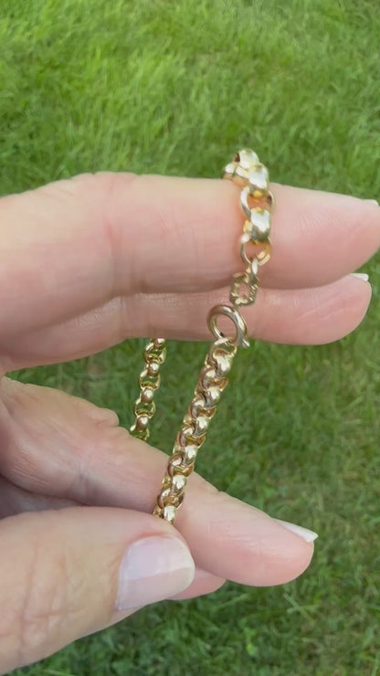 7.25" Solid 14K Yellow Gold Classic Rolo Link Bracelet, 9.44 g