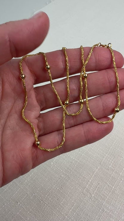 17.5" Twisted Wheat Satellite Chain 14K Yellow Gold 4.09g