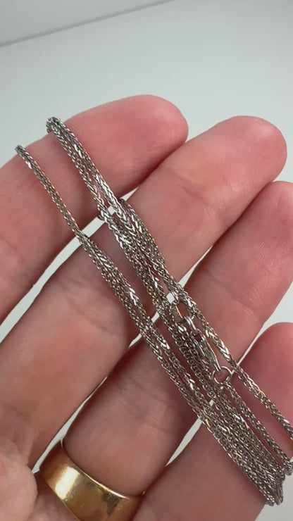 20" Solid 14K White Gold Wheat Chain, 2.69
