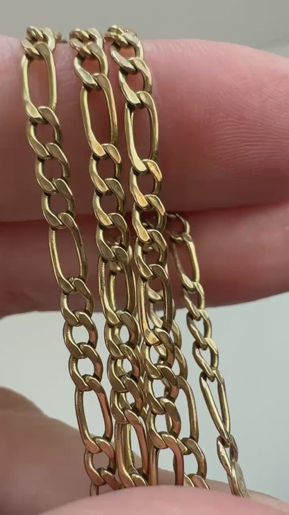 21" Italian Solid 10K Yellow Gold Classic Figaro Chain, 2.78 g