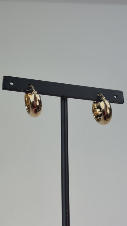 Italian 14K High Polish Rounded Dome Hoop Earrings .66" 1.87g 6.4mm Wide