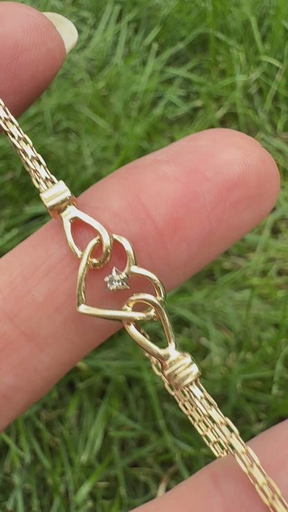 6.75" 14K Yellow Gold Openwork Heart with Diamond Accent Bracelet, 2.38 g