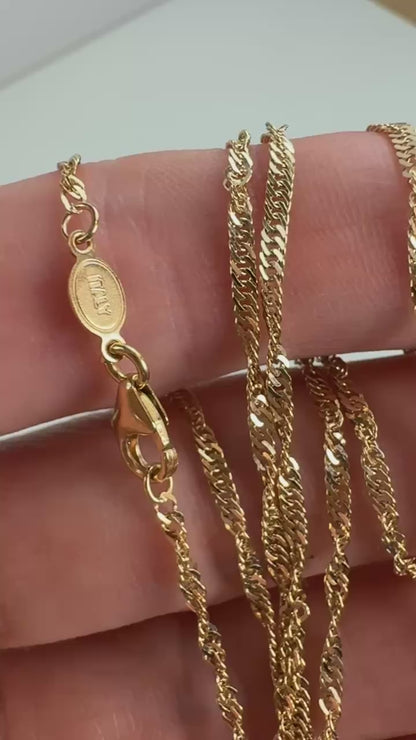 24" Italian Solid 14K Yellow Gold Twisted Link Chain, 3.54 g