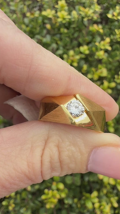 Architectural 14K .40 Natural Diamond Ring in Geometric Gold (Size 8.5)