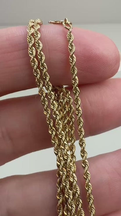 20.5" Solid 14K Yellow Gold Diamond-Cut Rope Chain, 4.37 g