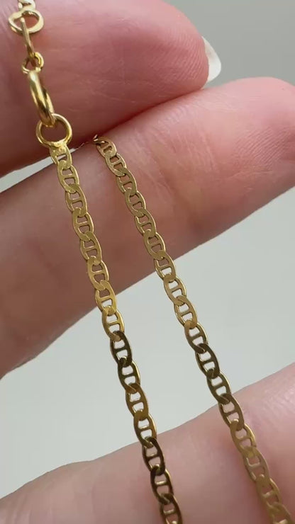 18" Italian Solid 10K Yellow Gold Flat Mariner Chain 1.68 g