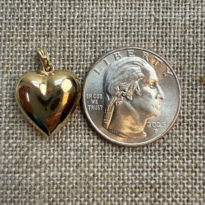 High Polish Puffy Heart Pendant 14K Yellow Gold