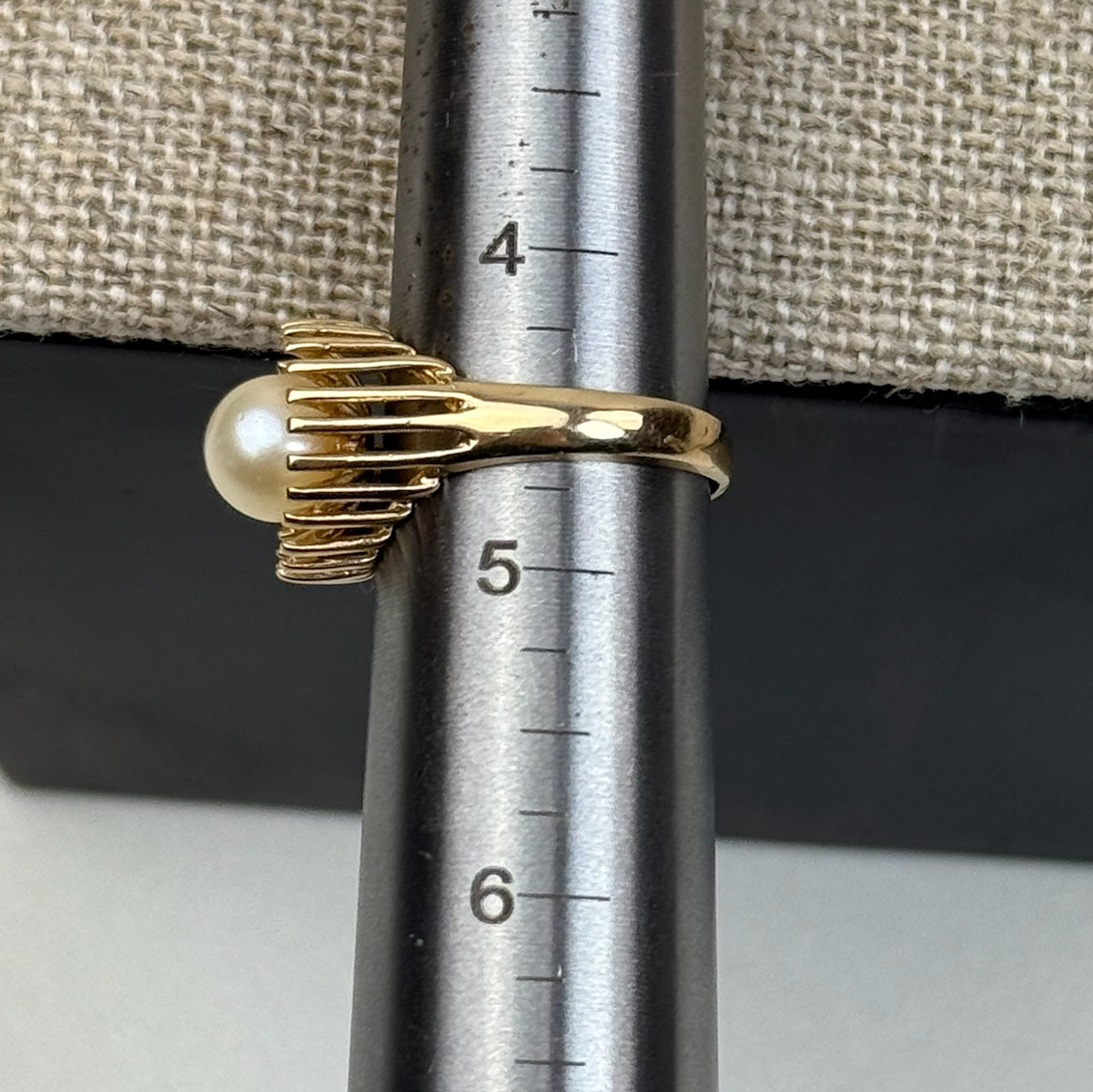 10K Vintage Mid-Century Yellow Gold Vintage Cultured Pearl Ring Size 4.5