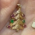 Estate Vintage 14K Christmas Tree Pendant/Charm with Gemstones  1.0 g