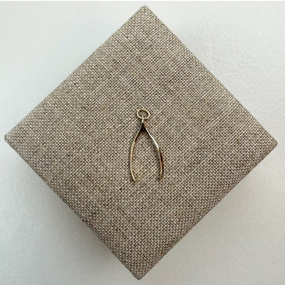 3D Wishbone Pendant 10K Yellow Gold