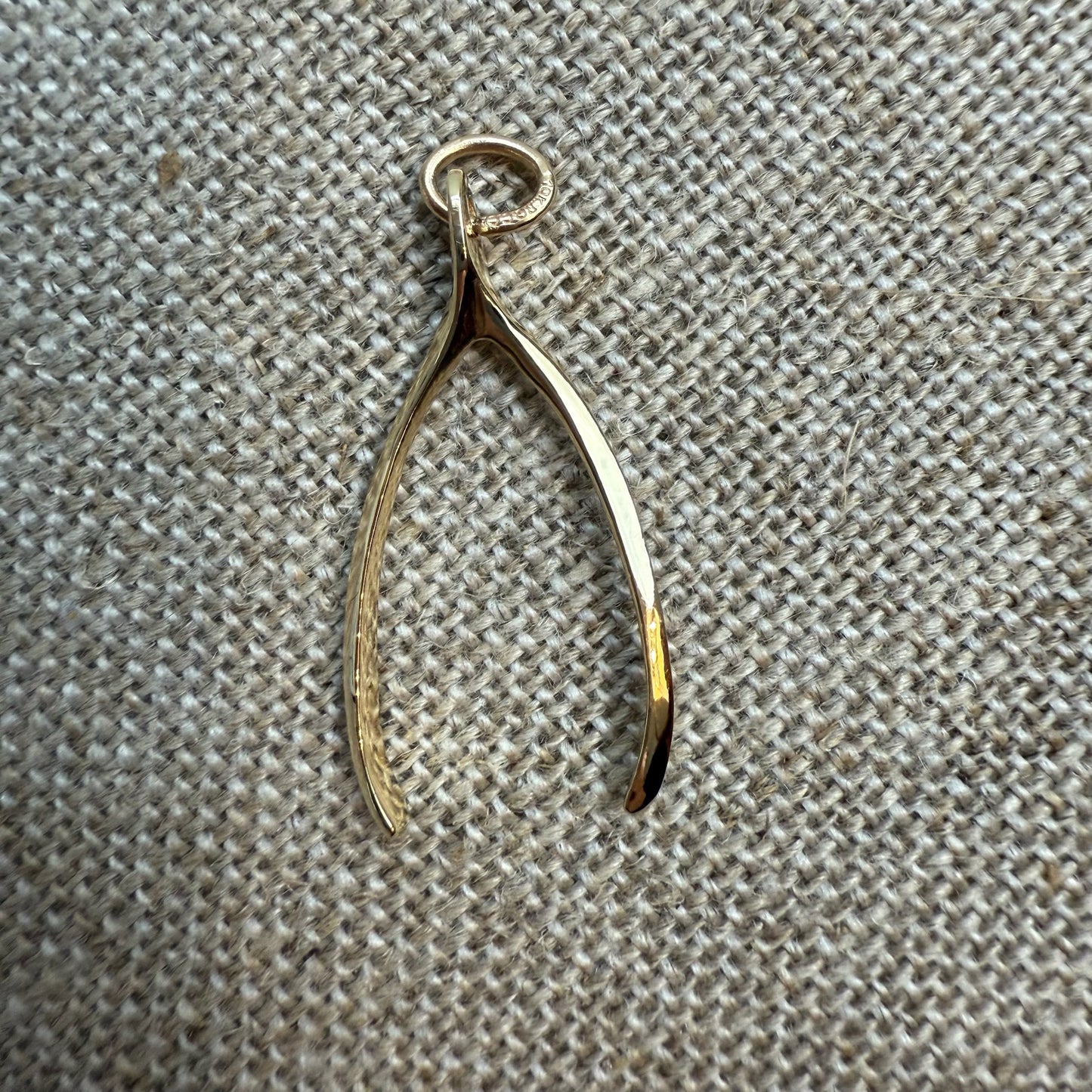 3D Wishbone Pendant 10K Yellow Gold