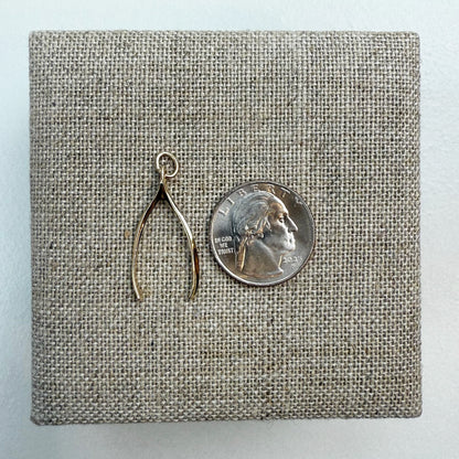 3D Wishbone Pendant 10K Yellow Gold